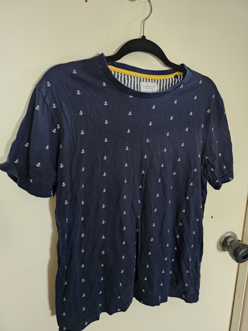 Cactus Navy Short Sleeve Tee with White Anchor Print